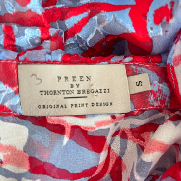 Preen By Thornton Bregazzi Printed Burnout Ruffled Silk Blouse - Picture 7 of 7